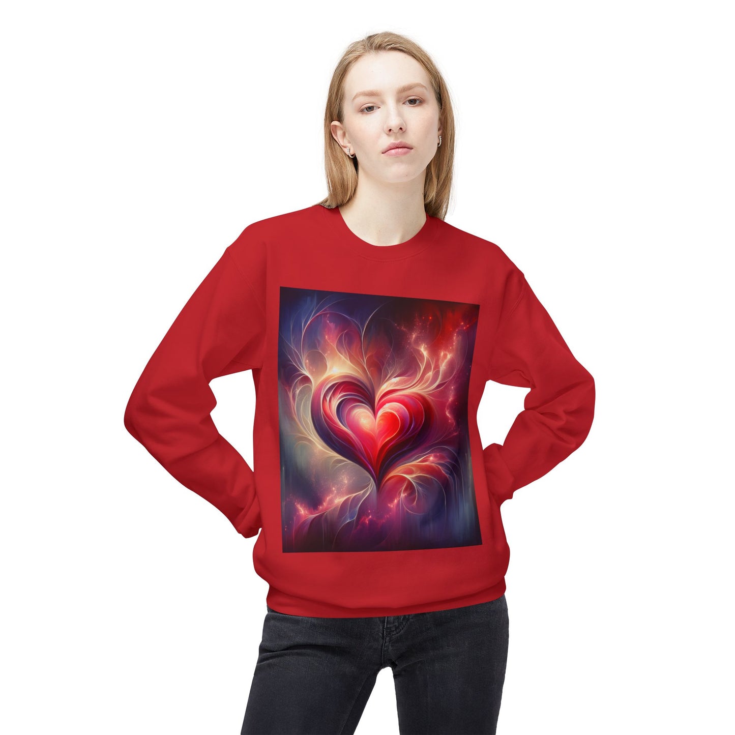 Love's Heart Unisex Fleece Crewneck Sweatshirt