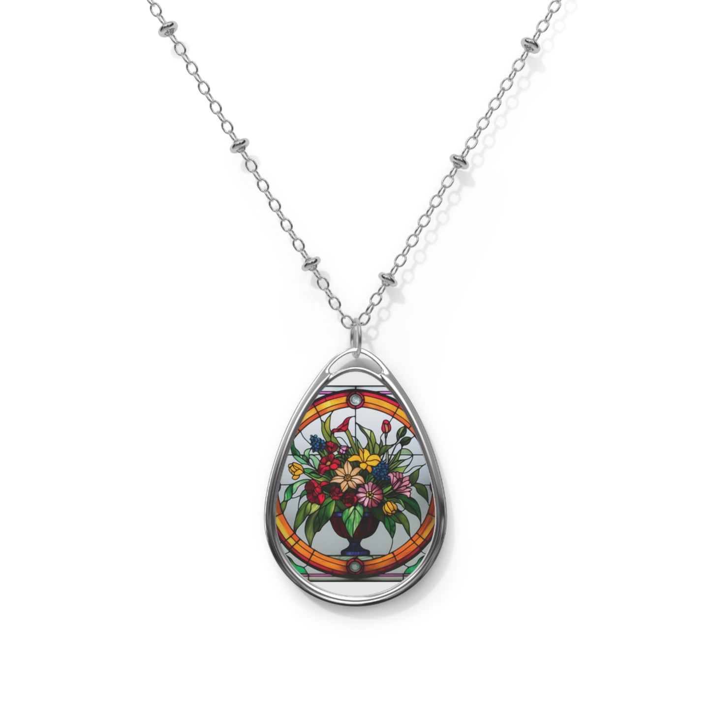 Flowers Oval Necklace